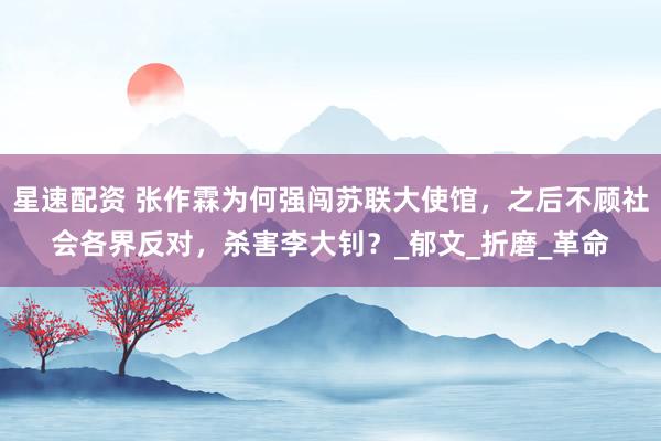 星速配资 张作霖为何强闯苏联大使馆，之后不顾社会各界反对，杀害李大钊？_郁文_折磨_革命